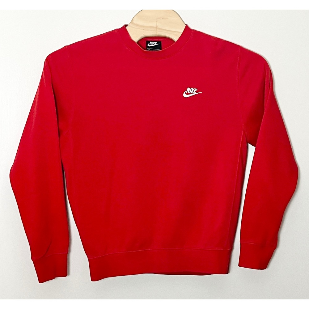 Nike Sportswear Club Fleece Crewneck Sweatshirt Mens Small Red‎ Futura Logo